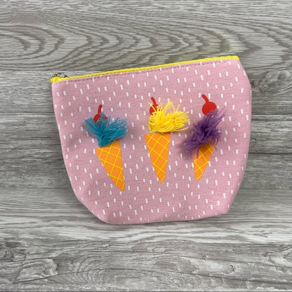 Pink Ice Cream Small Makeup Cosmetic Pouch Bag - Picture 1 of 5